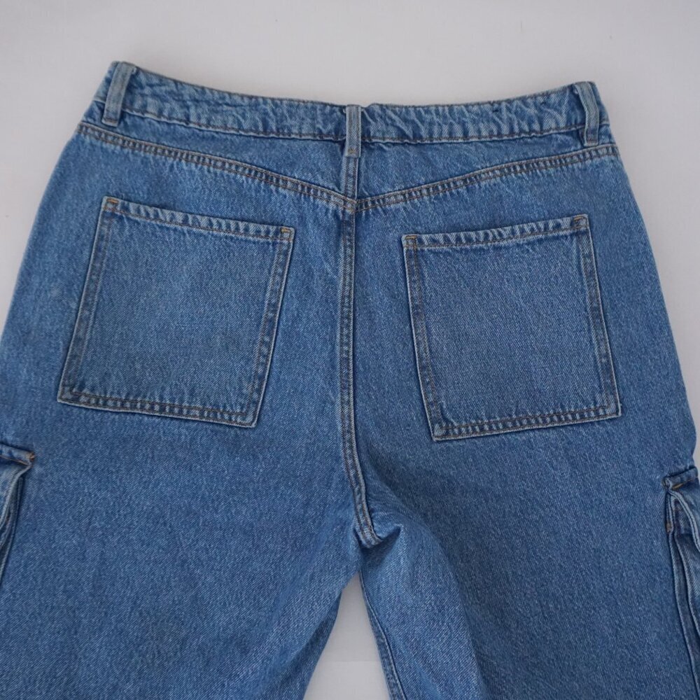Dynamite Heidi Blue Cargo Pocket Wide Leg Jeans Utility Denim Streetwear 31 - Picture 14 of 14